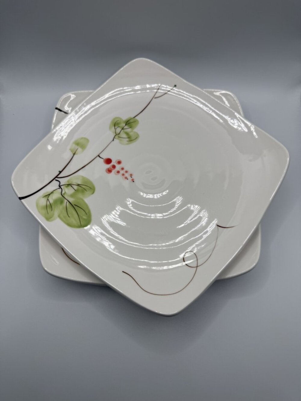 VTG Hand Painted Square Made in Korea Plate Set/2.